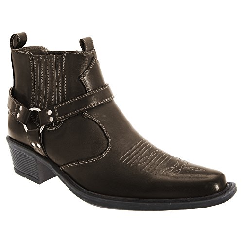 U.S.Brass EASTWOOD Cowboy Pointed Retro Boots - Dk.Brown PU, Mens UK 7 / EU 41