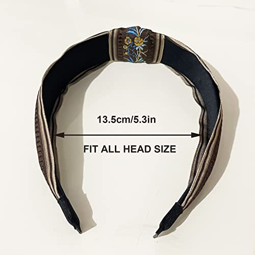 Jseng 4Pc Handmade Vintage Braid Headband Embroidery Cloth Cross Knot Elastic Hair Hoop Sweet Wide Hairband For Women Girls #TOP3