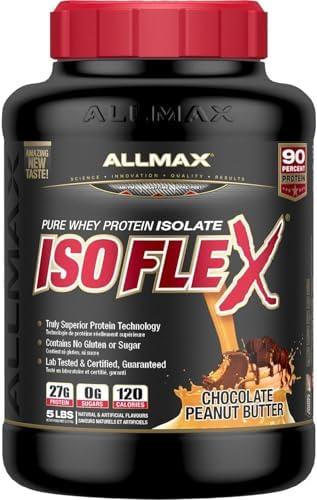 ALLMAX Nutrition - ISOFLEX - 100% Ultra-Pure Whey Protein Isolate - Chocolate Peanut Butter - 5 Pound