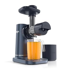 Ninja NeverClog Cold Press Juicer | Powerful Electric Slow Masticating Juicer with Pulp Control | XL Capacity | 24 oz. Juice Jug & 36 oz. Pulp Container | Dishwasher Safe | Navy | 150W | JC151​NV