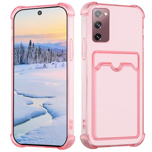 Coque Samsung S20 Plus silicone souple anti-chute avec porte-cartes rose