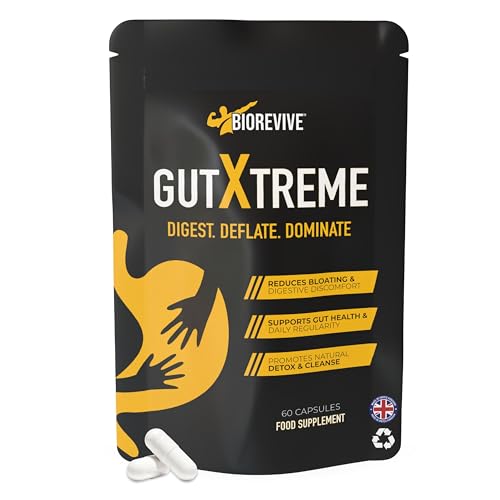 BioRevive Gut Xtreme – Advanced Gut Repair for Men & Women – Bloating Relief, Digestion Support & Gut Cleanse with Ginger, Dandelion, Fennel & Marshmallow – Reduces Water Retention & Soothes Gut Linin