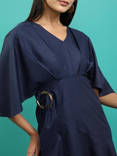 Image of Tokyo Talkies Women's Three-Quarter Sleeves V-Neck Solid Dresses | Stylish| Casual