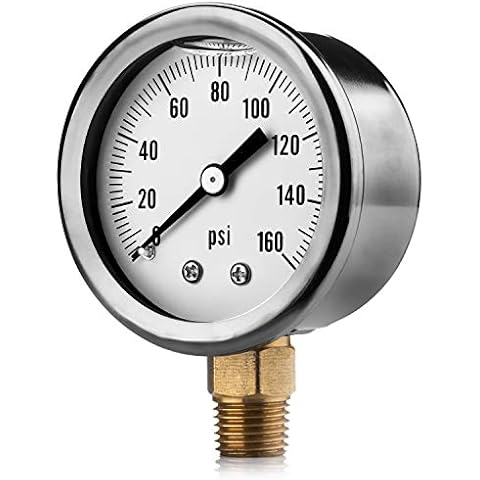 Renator M11-0504T Oil-Filled Water Pressure Gauge. 0-160 PSI. 1/4" NPT Cover
