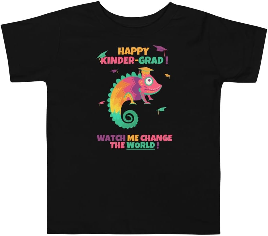 Happy Kinder-Grad Chameleon Toddler Graduation T-Shirt – “Watch Me Change The World” Design