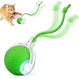 TTPOLONG Jouet Interactif pour, Balle Interactive Chat, Trois Modes réglables avec Fonction de réveil pour Chien Chat (Vert)