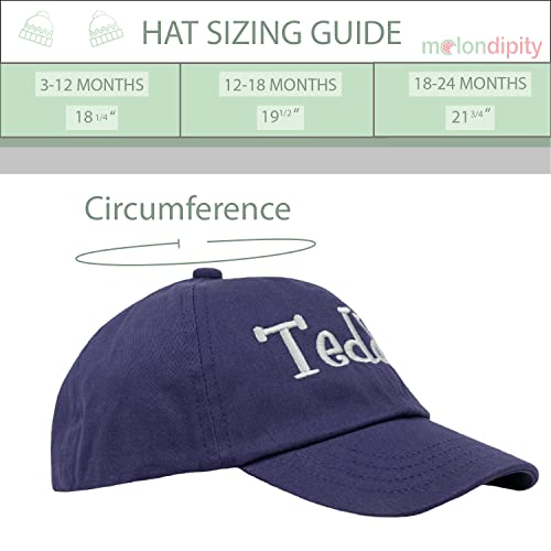 Melondipity Baby Boy Baseball Cap For Infants, Toddlers, Newborn - Cute Baby Sun Hat For Summer, Spring, Autumn - Personalized & Customized Keepsake Cap With Button Closure, Sun Protection (Navy Blue) #TOP5