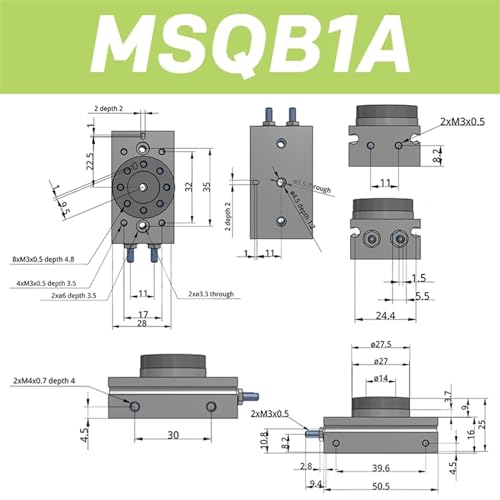 Cylindre rotatif pneumatique MSQB1A à double effet pour haute précision - 3
