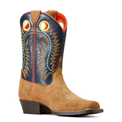 Ariat Kids Derby Monroe Terracotta Roughout and Royal Gold Metallic Boot Tan3