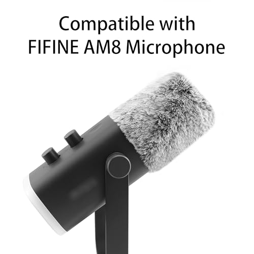 LEFXMOPHY Windscreen for FIFINE AM8 Microphone, Grey Furry Wind Muff Pop Filter by LEFXMOPHY - Image 3