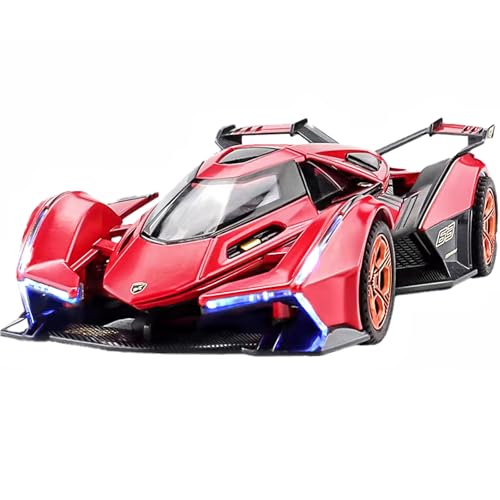 Image of Toy Cars Lambo V12 Sports Car Toy with Light and Sound Diecast Metal Model Collect car Toys for 3+ Year Old Boys Pull Back Race Car Gift Toys for Kids Ages 3+ (red)