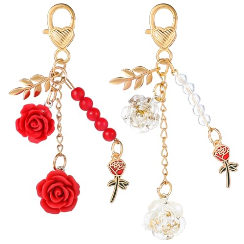Ymapinc 2PCS Purse Chain Charm Rose Keychain, Flower Keychain with
