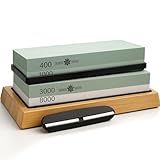 Sharpening Stone Set 400/1000 3000/8000 Grit &ndash; Dual Grit Whetstone Knife Sharpening Kit with Angle...