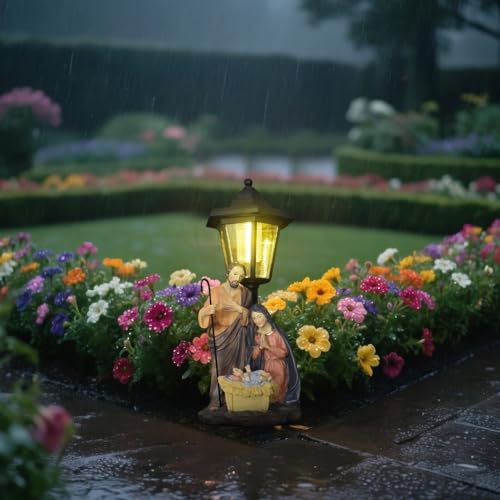 Lanterne solaire de jardin étanche et figurine crèche Jésus extérieure - 2