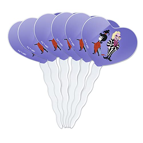 Beetlejuice Animated Series Beetlejuice and Lydia Heart Love Cupcake Picks Toppers Decoration Set of 6