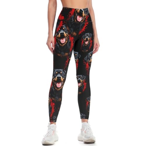 Pantalones de yoga para entrenamiento con cintura alta y diseño de Rottweiler