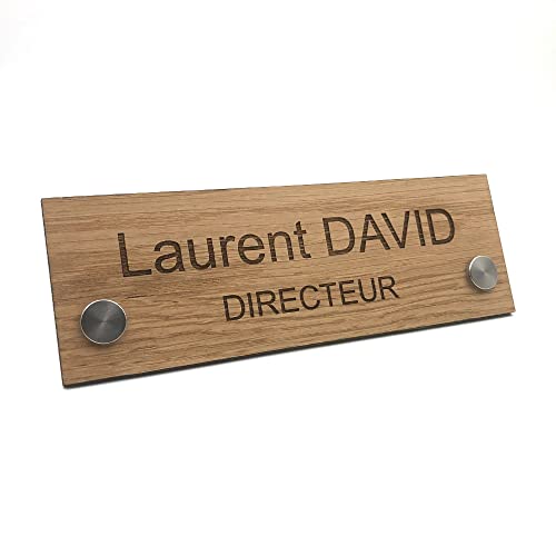 Porte-nom de bureau personnalisée en bois gravé - Cadeau de bureau parfait pour collègues, patron, époux - Nom personnalisable pour bureau ou poste de travail