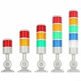Luz de torre de señal LED de 24 V CC, luz de señal de máquina industrial, base plegable, luz indicadora de torre de señal columnar, encendido constante (3 niveles con zumbador)