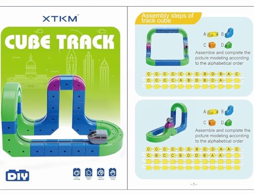 Image of LONGMIRE Electric Train Set, 3D Infinity Track with Flexible Tracks for Kids, Cube Trackss Train- DIY Railroad Block Toys, 51PCS Anti Gravity Race Tracksss with Car, STEM Educational Building Toy