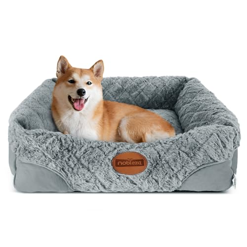 Nobleza Cuccia Cane Interno Taglia Media, Cuccia per Cani Lavabile, Morbida Confortevole Letto per Cani, Bordi Rialzati, Fondo Antiscivolo, 70x60x20cm, M, Gris
