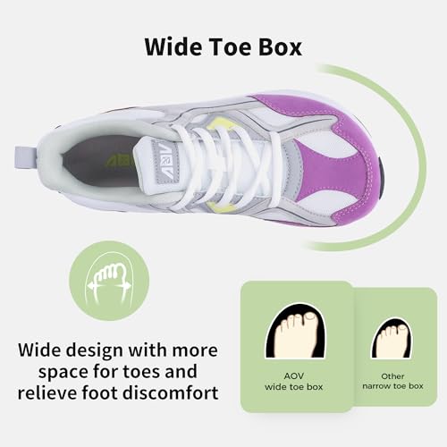Image of AOV Wide Toe Box Shoes Women Arch Support Walking Shoes for Plantar Fasciitis Orthotic Tennis Sneakers