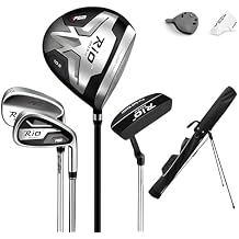 PGM Beginner Golf Clubs Sets Rio for Men 5 Piece Includes Golf Driver, 7 Iron, #52 Sand Wedge, Putter and Lightweight Carry Sunday Club Golf Cart Bag Right Handed
