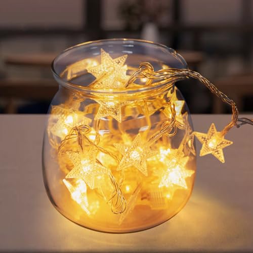 Luces LED en cadena de estrellas blancas cálidas miniatura 4