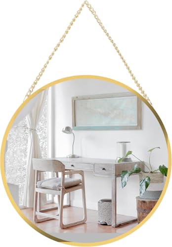 HOME ELEMENTS Wall Hanging Round Mirror with Chain, Scratchproof ...