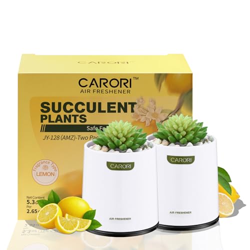 2 Pack Artificial Succulent Plants with Subtle Lemon, Faux Indoor Plants for Home Decor, Small Fake Plant for Bathroom, Bedroom, Office Decor, Aesthetic Room Accessories, Housewarming Gift
