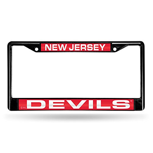 Rico Industries Ricepod NHL New Jersey Devils Black Black Laser Cut Chrome Frame 12" x 6" 12" x 6" Black Laser Cut Chrome Frame - Car/Truck/SUV Automobile Accessory