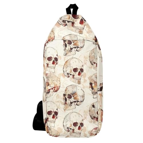 Sac à dos à bandoulière homme femme sacoche poitrine crâne multicolore 16cm