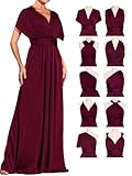 GORAIS Women Infinity Dress for Bridesmaid Long Evening Maxi Wrap Dresses Convertible Prom Wedding Gown Wine Red