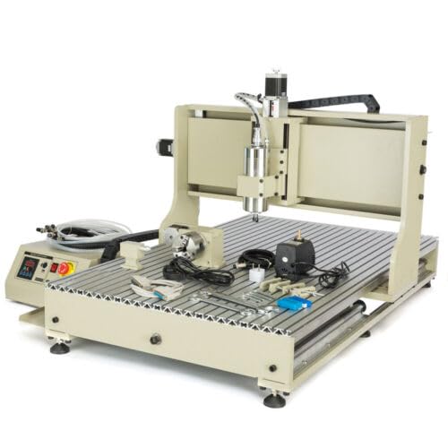 MOCHAG USB CNC 6090 Router Machine Kit MACH Control, 4 Axis 1.5 KW VFD Water-Cooling Spindle Motor+ 3D Milling Engraving Machine, Engraver Milling 3D Cutting Machine w/Control Box, Handwheel