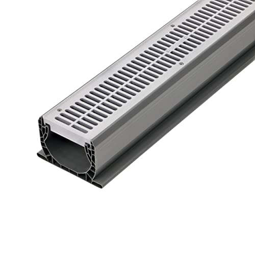 Nds, Gray 241-1 Spee-D Channel Drain Grate, 4-1/8 In. Wide X 2 Ft. Long #TOP3