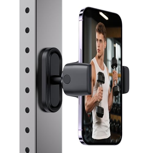 linwetra Magnetic Phone Holder for Gym - 360 Adjustable Magnet Phone Mount for Workout Recording Compatible with iPhone 16/15/14/13/12 Android and Smartphone