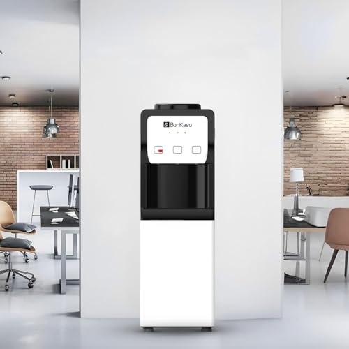 BonKaso Hot, Cold and Normal Water Dispenser with Refrigerator Black/White, 5L