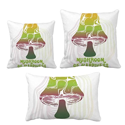 Housse de coussin champignon vert lavable et résistante pour décoration