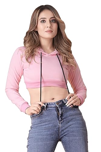 Sweat à capuche court pour femmes en polaire isolante et thermique rose 2XL