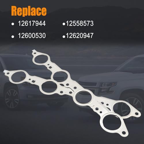 Image of 12617944 Exhaust Manifold Gasket Bolts Kit Manifold Gaskets with Bolts Compatible with Silverado Sierra Suburban 1500 2500 HD Yukon CTS Escalade MLS LS LQ LM7 4.8L 5.3L 5.7L 6.0L 6.2L