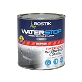 Bostik Waterstop Emergency Coat Grey - 1kg - Quick Drying - Instant Sealing Coating For Roofs And Gutters