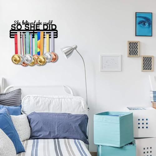 Resama Fashion Medal Hanger Holder Display Wall Rack Frame Shelf-Black Metal Medal Hanger Awards Ribbon Cheer,Gymnastics,Soccer Easy to Install - Image 3