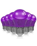 ORALUCE パープル LED電球 カラー電球 E26口金 40W相当 5W 450lm 220度広配光 高演色 装飾電球 密閉器具対応 調光不可 小型電球 PSE認証6個入