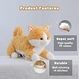 Leahaoe Orange Gewichtete Stofftiere für Erwachsene, 0.9KG 45CM, weicher und kuscheliger Orange beschwerter Plüsch, realistisches Katzen-Stofftier