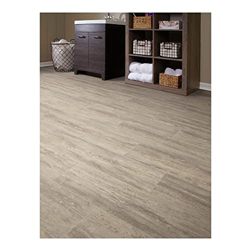Mohawk Elite Sheet Vinyl Flooring in Mincle Grey Stone | 8'6"W x 20'L Roll | Easy DIY Friendly Installation | Durable/Waterproof/Dent Resistant | (170 SQFT)