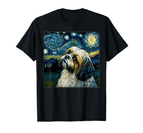 Surrealism Starry Night Shih Tzu Dog T-Shirt