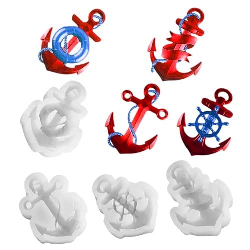 Ankerförmige Silikonform, Ankerform - 4 Stück Semi- - -Formen - Ornamentform, Gießform aus Kunstharz, Wanddekoration, Gipsform für -Kunst-