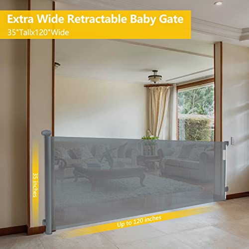 Retractable Baby Gates, 120 Inches Extra Wide Baby Gates Mesh Pet Dog Gate For Stairs Doorways Hallways House Indoor Outdoor #TOP1