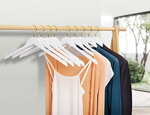 Amber Home 24 Pack White Wooden Hangers with Gold Hooks, White Wood Shirt Hangers with Notches for Dress, Coat, Bridal by Amber Home - Image 5