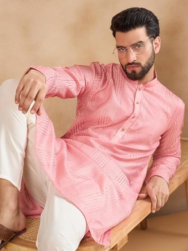Image of Amazon Brand - Tavasya Men Linen Traditonal Regular Kurta