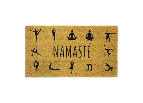 Fisura - Paillasson moderne en noix de coco avec support antidérapant en PVC. Paillasson original peint à la main. Taille : 70 cm x 40 cm. (Namaste, naturel)